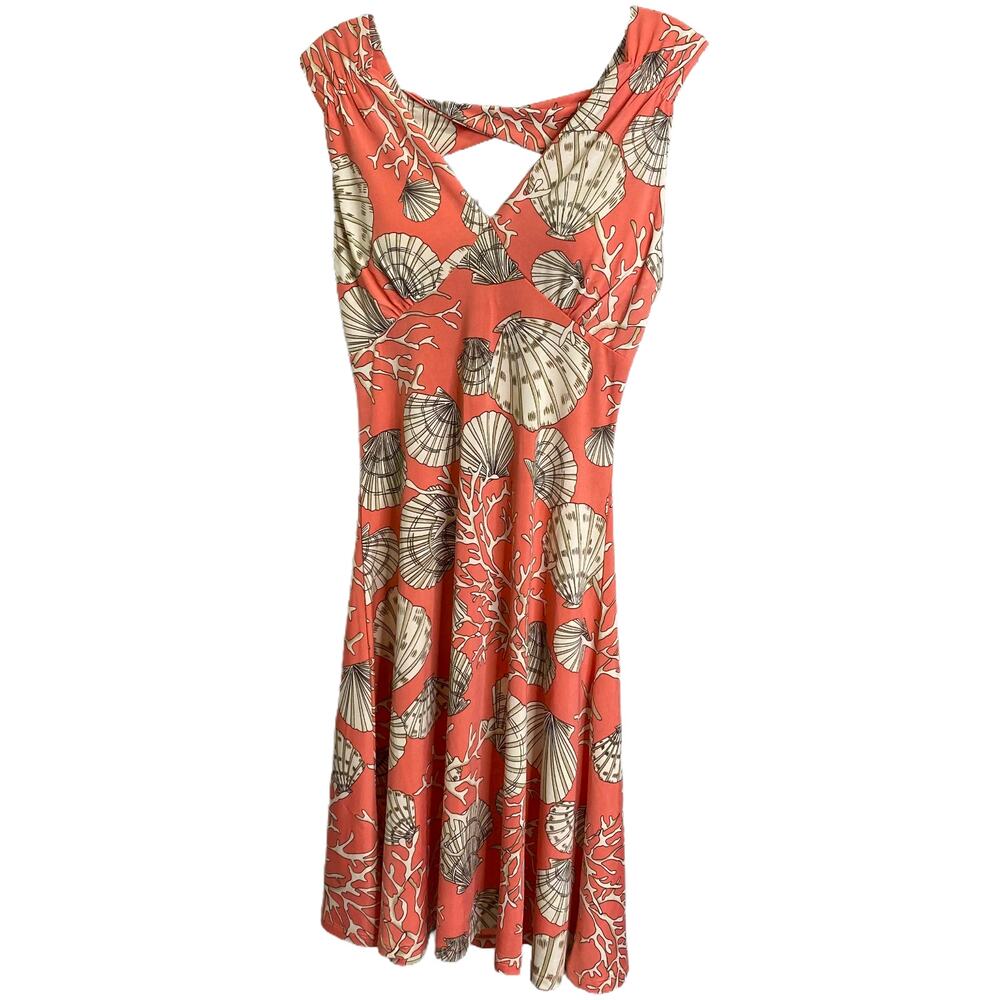 MT Collection‎ Women's Dress Sleeveless Seashell Coral Pink V-Neck Size S NWT